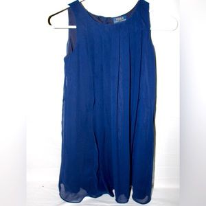 Polo Ralph Lauren Girls Pleated Tank Dress Navy Blue Size 10
